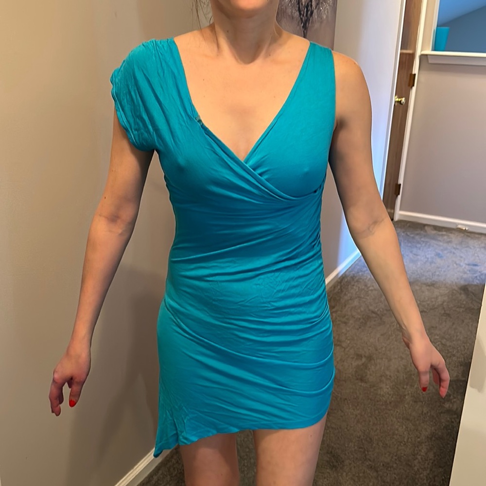 Sexy AF thin mini asymmetrical dress